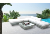 Salon de jardin r&eacute;sine tress&eacute;e complet gris MAURICE