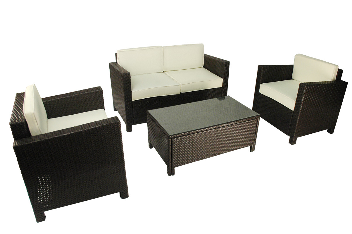 Salon de jardin TAHITI - 2 fauteuils, 1 canap&eacute; 2 places & 1 table basse