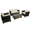 Salon de jardin TAHITI - 2 fauteuils, 1 canap&eacute; 2 places & 1 table basse - Couleur Cacao image pub1