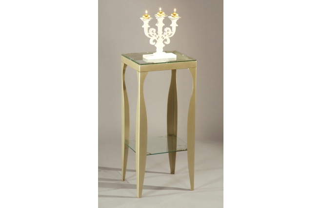 Sellette moderne acier laqu&eacute; et verre tremp&eacute; transparent Baroca