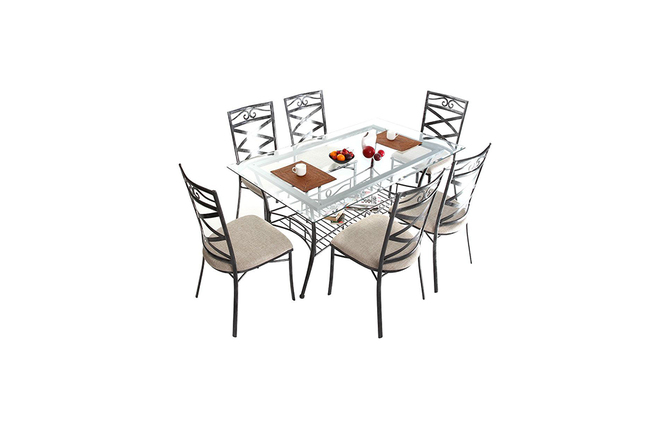 Table &agrave; manger baroque verre et noire VENEZIA