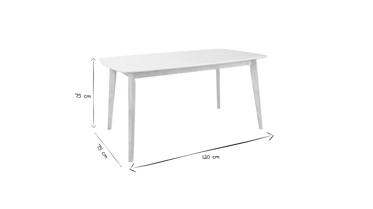 Table  manger design blanc et bois clair L120 cm LEENA