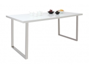 Table &agrave; manger design laqu&eacute;e blanche HALIFAX