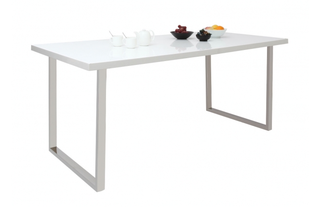 Table &agrave; manger design laqu&eacute;e blanche HALIFAX