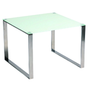 Table basse / bout de canap&eacute; moderne INOLA en inox et verre tremp&eacute;  image pub1