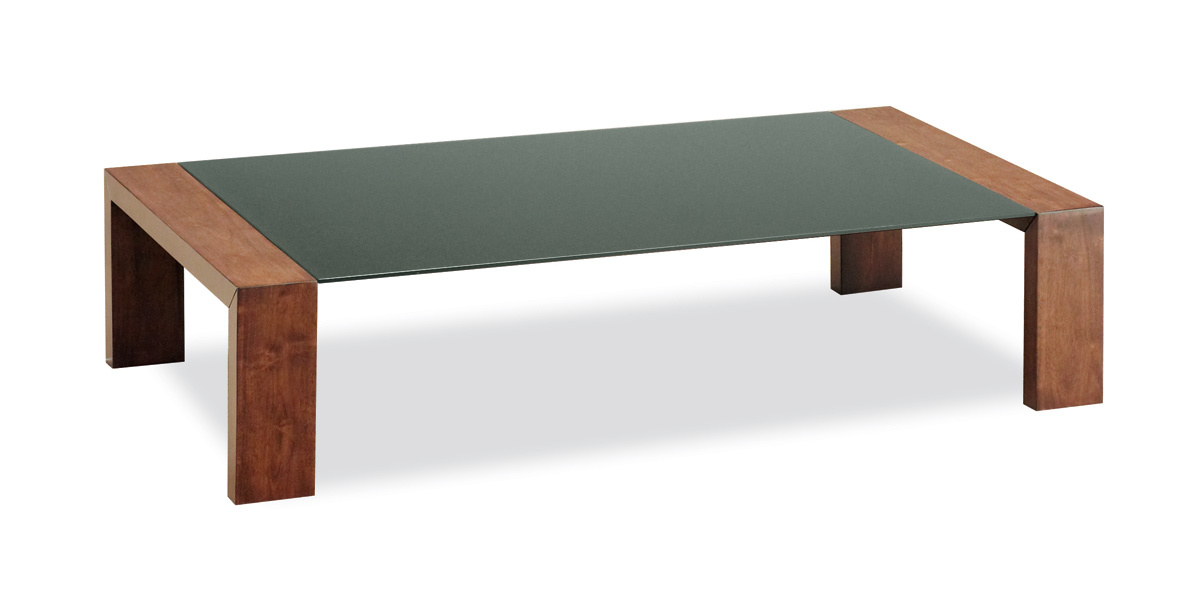 Table basse chocolat en ch&ecirc;ne et verre NEW CLARKSON