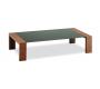 Table basse chocolat en ch&ecirc;ne et verre NEW CLARKSON