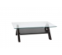 Table basse de salon design rectangulaire BAILEY coloris weng&eacute; et plateau en verre tremp&eacute; image 1