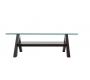 Table basse de salon design rectangulaire BAILEY coloris weng&eacute; et plateau en verre tremp&eacute; image 2