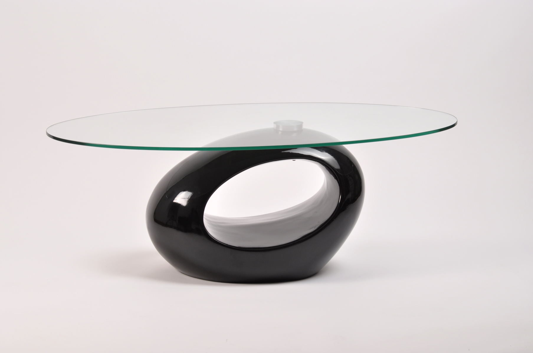 Table basse de salon en verre et ABS RONDELLA - coloris noir