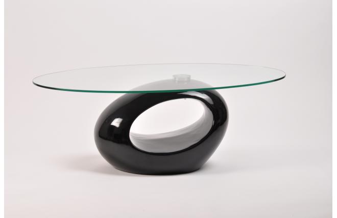 Table basse de salon en verre et ABS RONDELLA - coloris noir