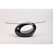 Table basse de salon en verre et ABS RONDELLA - coloris noir image pub1