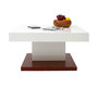 Table basse design laqu&eacute;e blanc et bois plateau ouvrant FUTURA