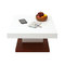 Table basse design laqu&eacute;e blanc et bois plateau ouvrant FUTURA