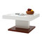 Table basse design laqu&eacute;e blanc et bois plateau ouvrant FUTURA