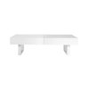 Table basse design laqu&eacute;e blanc plateaux ouvrants GISSY