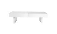 Table basse design laqu&eacute;e blanc plateaux ouvrants GISSY