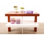 Table basse design laqu&eacute;e blanche et bois GLASGOW