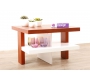 Table basse design laqu&eacute;e blanche et bois GLASGOW