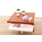 Table basse design laqu&eacute;e blanche et bois GLASGOW