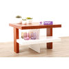 Table basse design laqu&eacute;e blanche et bois GLASGOW
