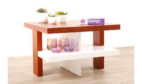 Table basse design laqu&eacute;e blanche et bois GLASGOW