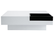 Table basse design laqu&eacute;e blanche plateau amovible TEENA
