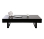 Table basse design laqu&eacute;e noire plateaux ouvrants GISSY