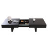 Table basse design laqu&eacute;e noire plateaux ouvrants GISSY
