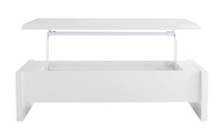 Table basse design r&eacute;glable blanche avec rangement LOLA