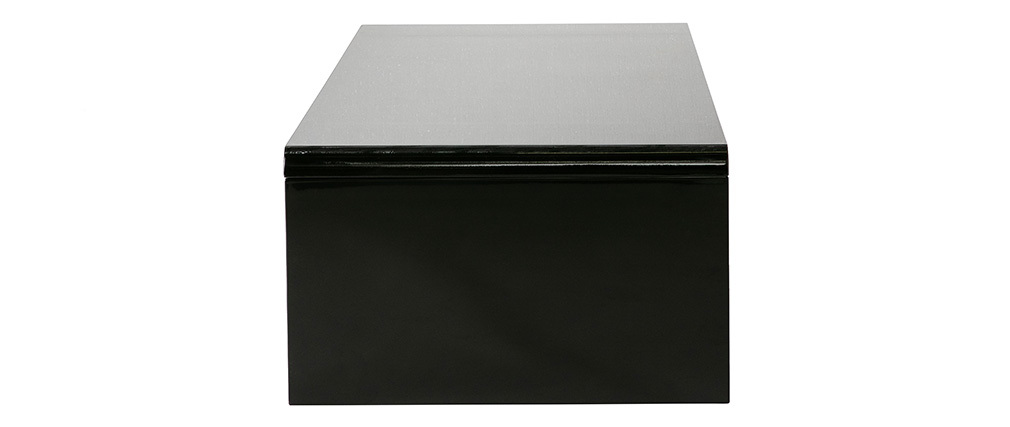Table basse design r&eacute;glable noire avec rangement LOLA