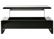 Table basse design r&eacute;glable noire avec rangement LOLA