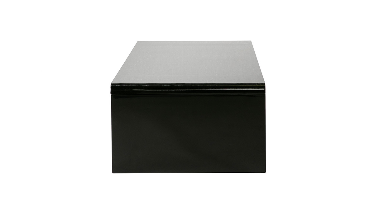 Table basse design relevable design noire avec rangement rectangulaire LOLA