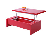 Table basse design relevable laqu&eacute;e rouge LOLA