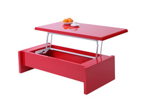 Table basse design relevable laqu&eacute;e rouge LOLA