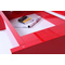 Table basse design relevable laqu&eacute;e rouge LOLA