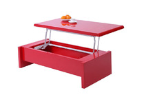 Table basse design relevable laqu&eacute;e rouge LOLA