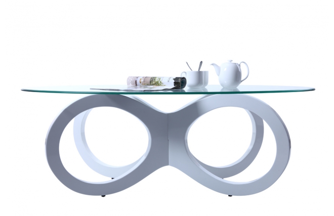Table basse design verre blanche BUTTERFLY
