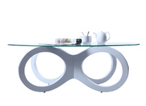 Table basse design verre blanche BUTTERFLY