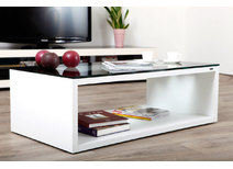 Table basse design verre blanche et noire SYMBIOSIS