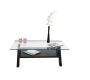 Table basse design weng&eacute; et plateau en verre tremp&eacute; rectangulaire Bailey