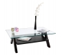 Table basse design weng&eacute; et plateau en verre tremp&eacute; rectangulaire Bailey