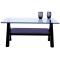 Table basse design weng&eacute; et pleateau en verre tremp&eacute; carr&eacute;e New Bailey