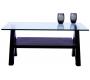 Table basse design weng&eacute; et pleateau en verre tremp&eacute; carr&eacute;e New Bailey