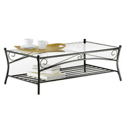 Table basse en verre et acier rectangulaire Florence
