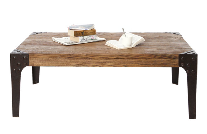 Table basse industrielle m&eacute;tal et bois MADISON