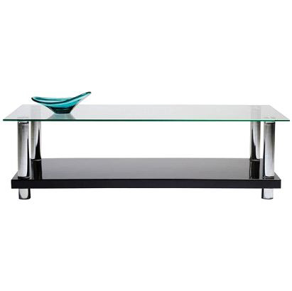 Table basse moderne noire laqu&eacute;e en verre tremp&eacute; New Telma