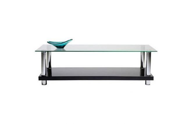 Table basse moderne noire laqu&eacute;e en verre tremp&eacute; New Telma
