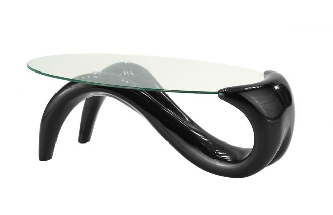 Table basse moderne noire plateau en verre tremp&eacute; MERYL