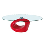 Table basse moderne rouge en verre et abs Rondella
